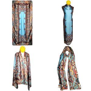 NWT Long Soft Scarf 35"x70" Rectangle Silk Feeling 100% Shawl Wrap 02861